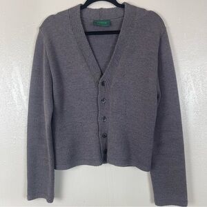 OMEN brand handmade cotton and wool Gray Knit button up Sweater cardigan